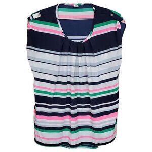 🚨040 Auditions Sleeveless Pleated Striped Tank Top